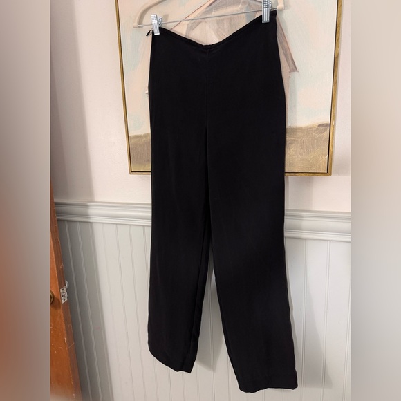 LUISA SPAGNOLI 100% Silk Black Animi Trouser Pants Size 42 - Picture 3 of 6